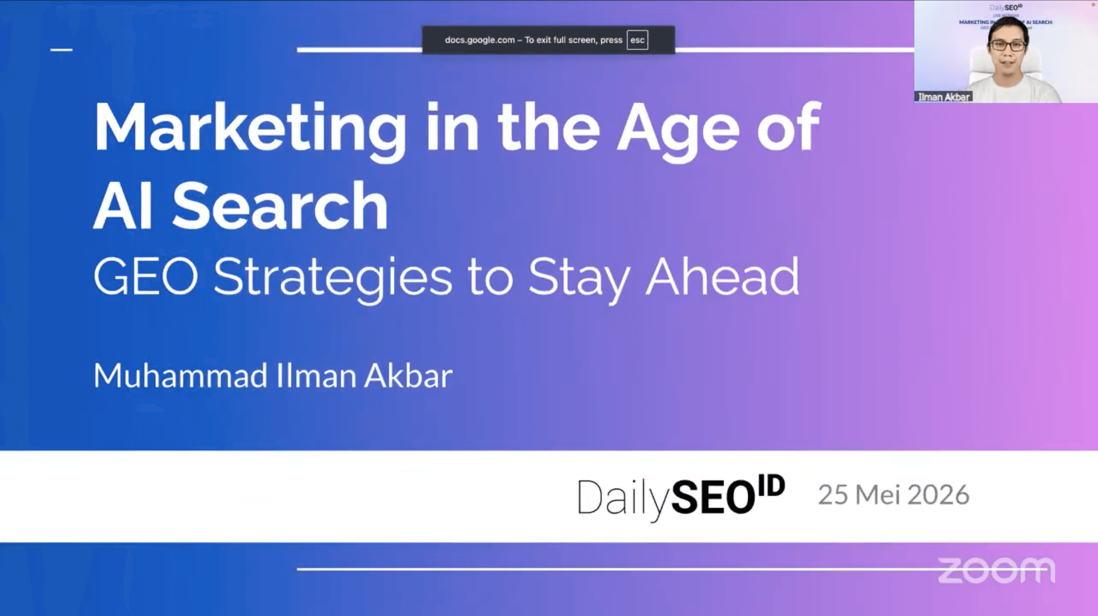 Marketing in the Age of AI Search: GEO Strategies to Stay Ahead at DailySEO ID Webinar